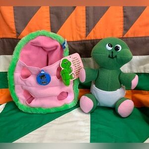 Vintage Dakin Baby Turtle Theobald Removable Shell Diaper Stuffed Plush Toy 1984